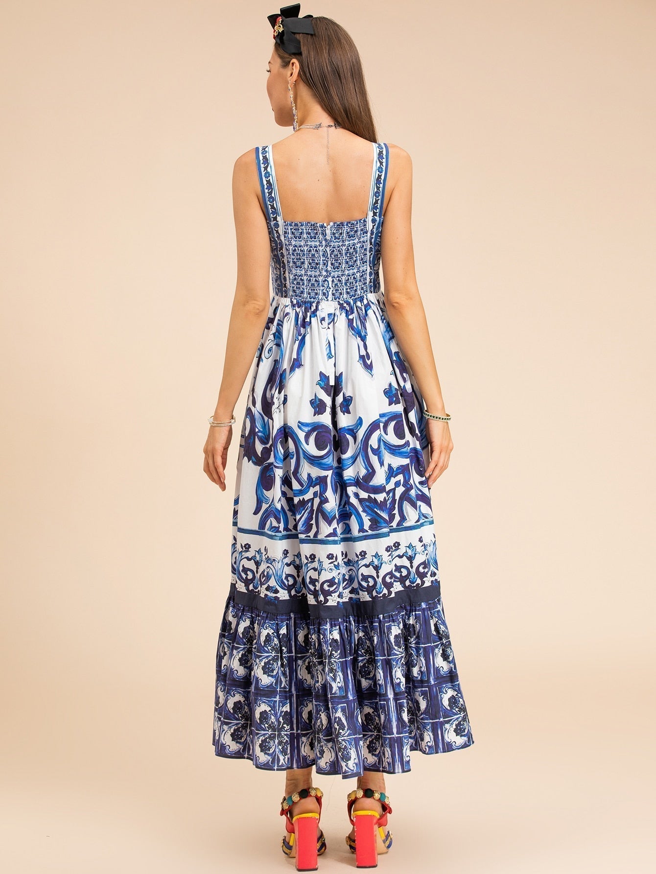 Summer Fashion Runway Midi Dress with Elegant Design