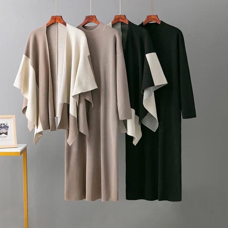 Knit Dress and Cardigan Set for Stylish Layering