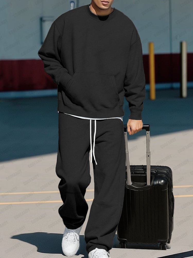 Men's Tracksuit Set: Plush-Soft Oversized Sweatshirt & Jogger Pants