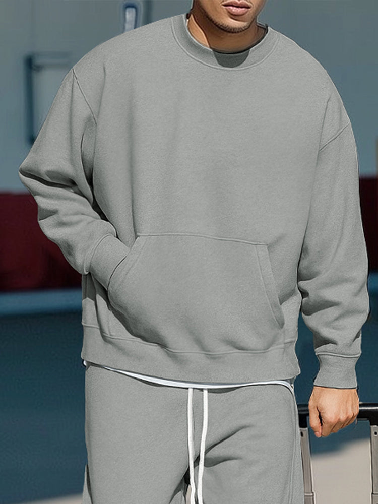 Men's Tracksuit Set: Plush-Soft Oversized Sweatshirt & Jogger Pants