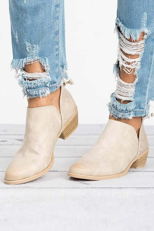 Comfortable PU Leather Short Flat Boots for Everyday Wear