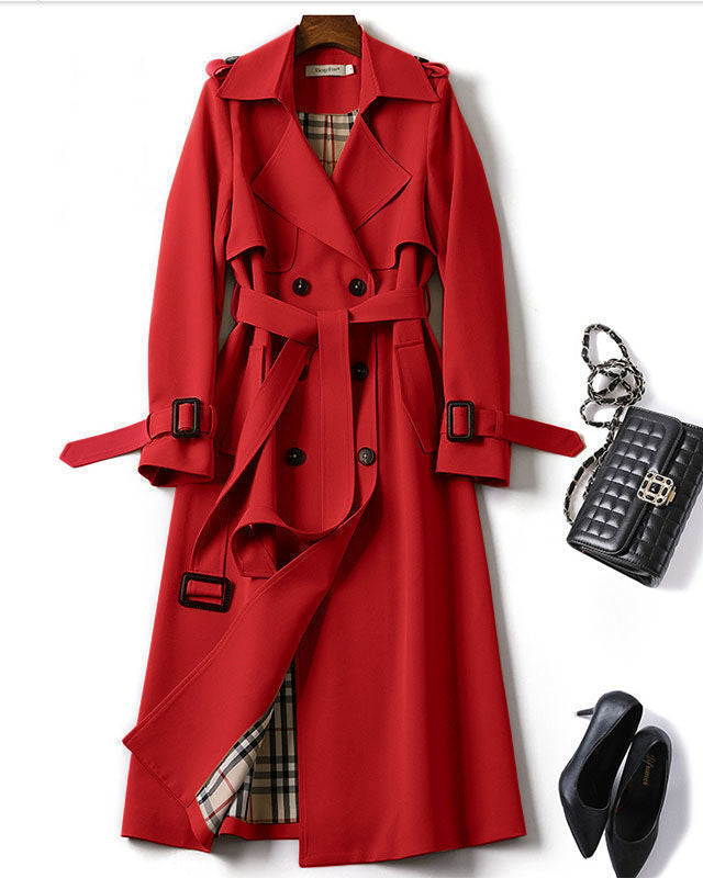 Checked Lining Long Jane Trench Coat for Stylish Layering
