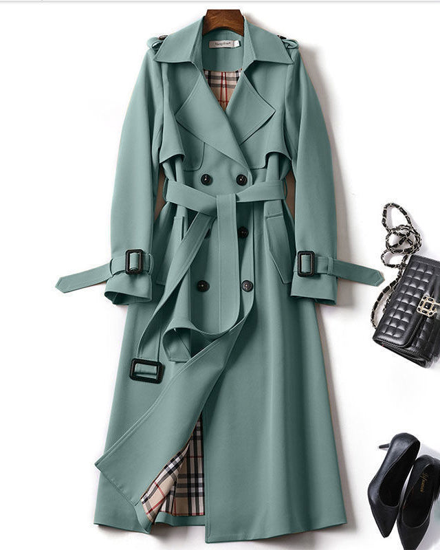 Checked Lining Long Jane Trench Coat for Stylish Layering
