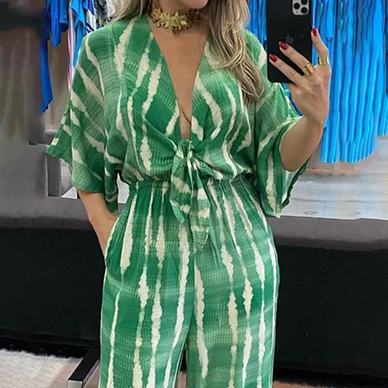 Chic Jade Green Jumpsuit with Flattering Fit and Comfortable Design