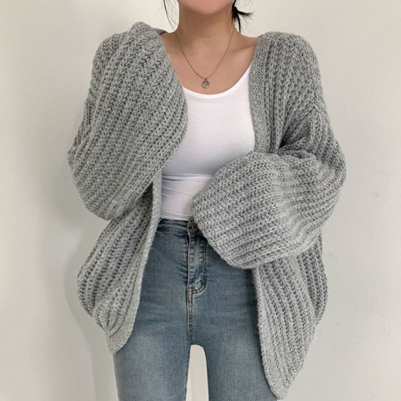 Chic Oversized Chunky Knit Cardigan for Women