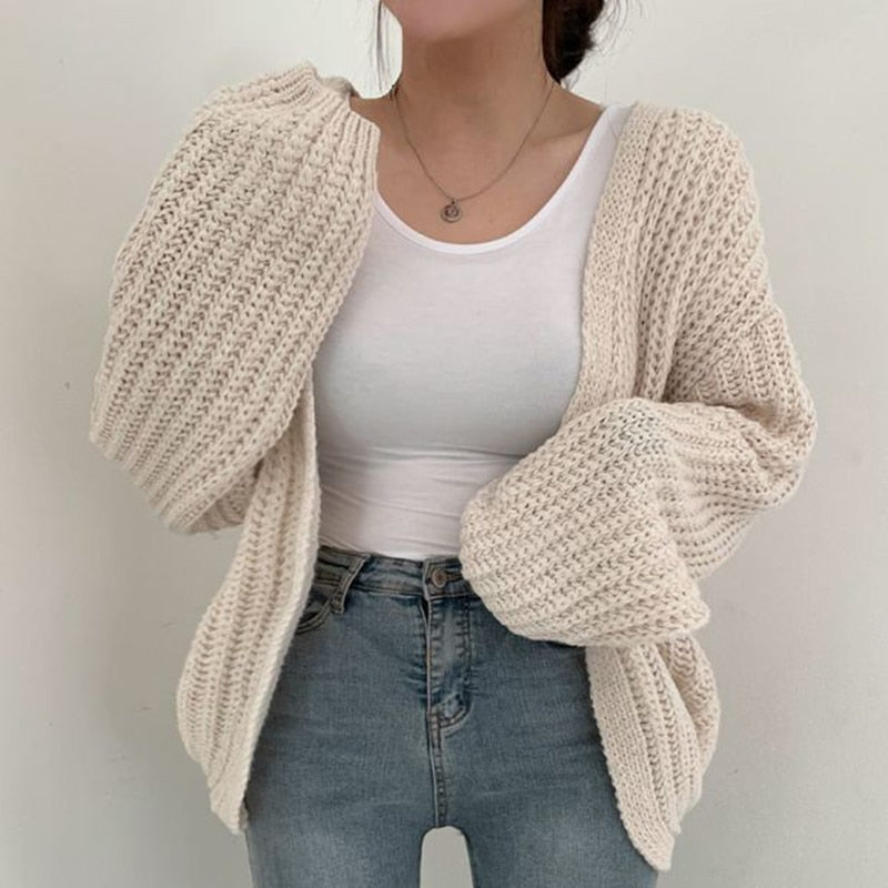 Chic Oversized Chunky Knit Cardigan for Women