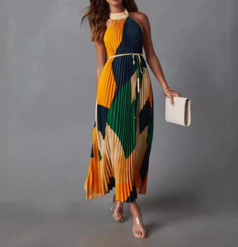 Halter Neck Dress with Flowy Design and Adjustable Fit