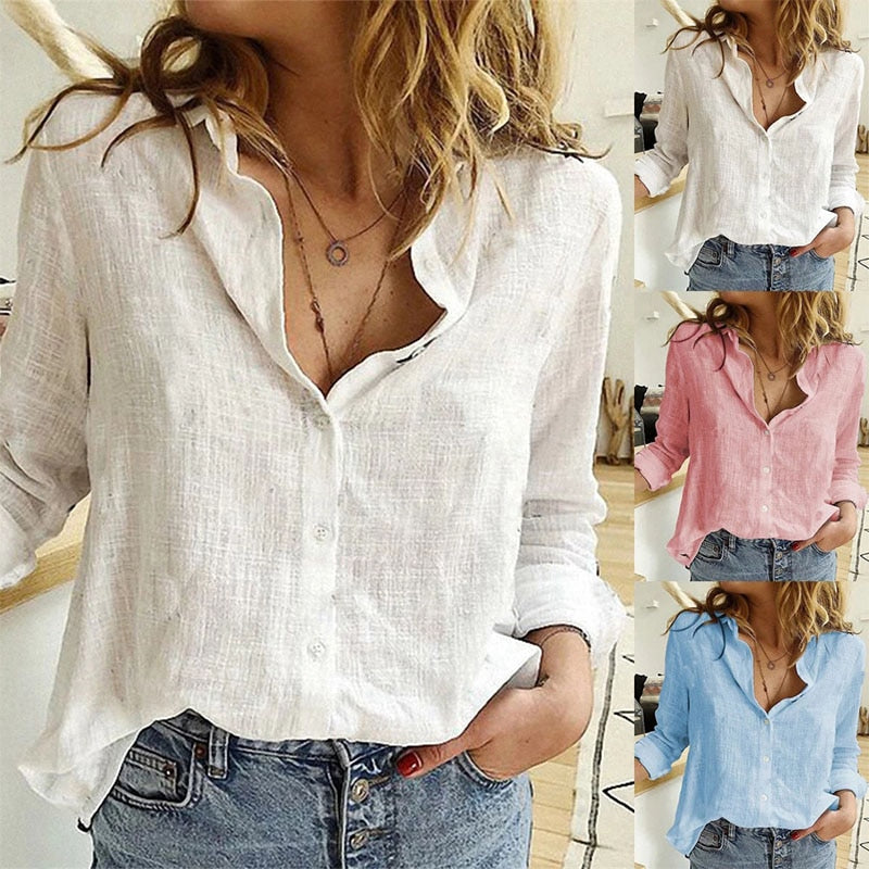Linen Dress Shirt for Women - Lightweight & Breathable Fabric