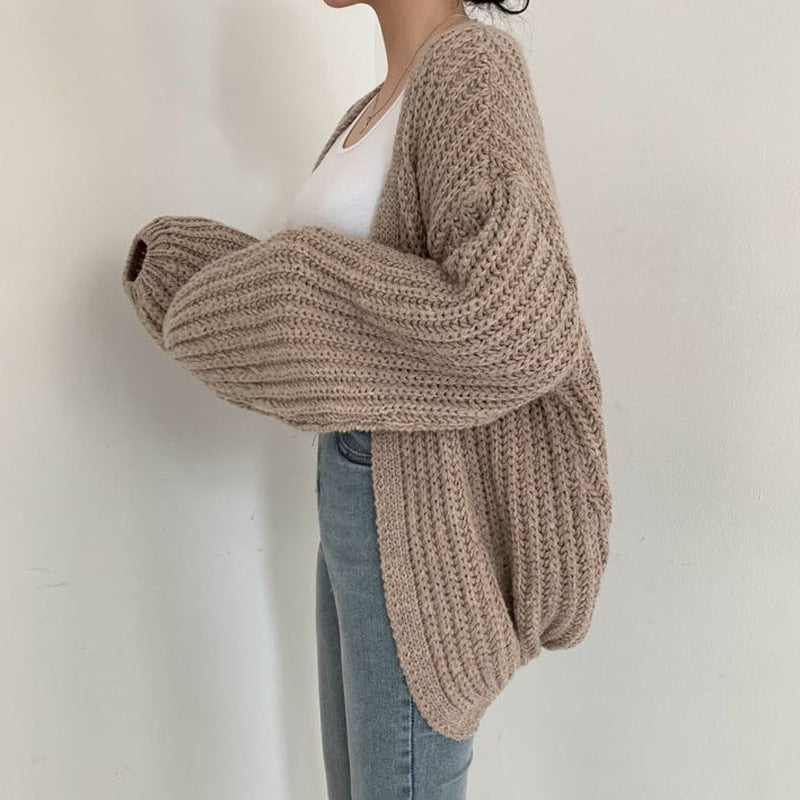 Chic Oversized Chunky Knit Cardigan for Women