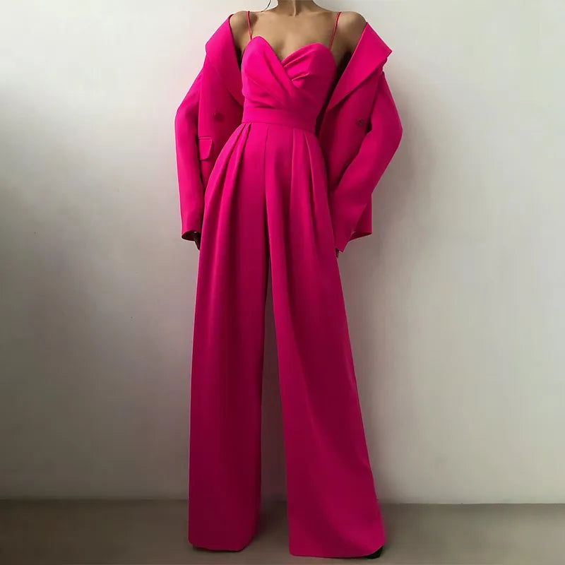 Women's Tailored Chiffon Jumpsuit with Adjustable Straps