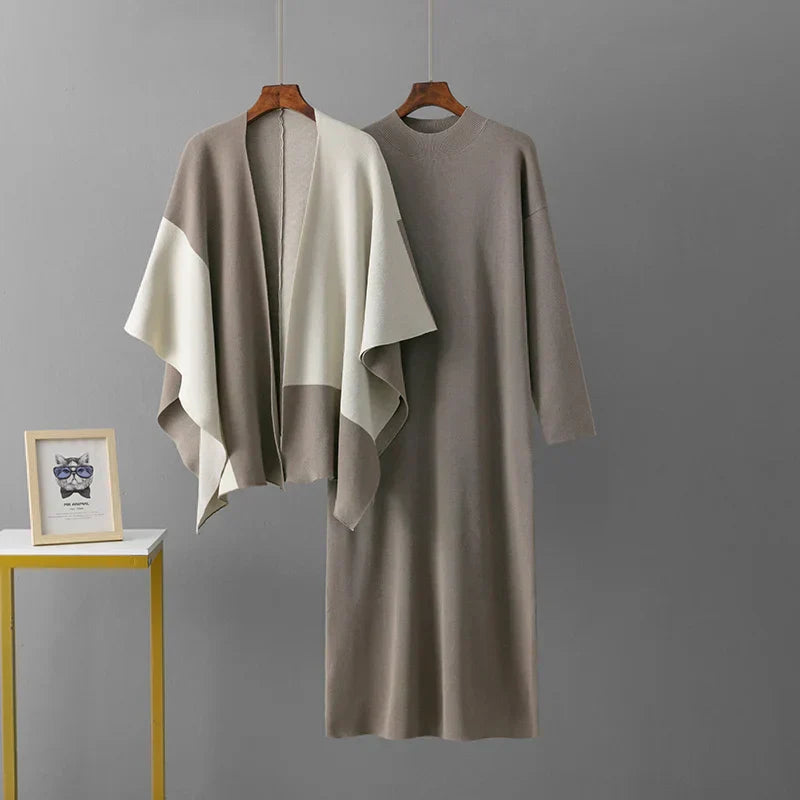 Knit Dress and Cardigan Set for Stylish Layering