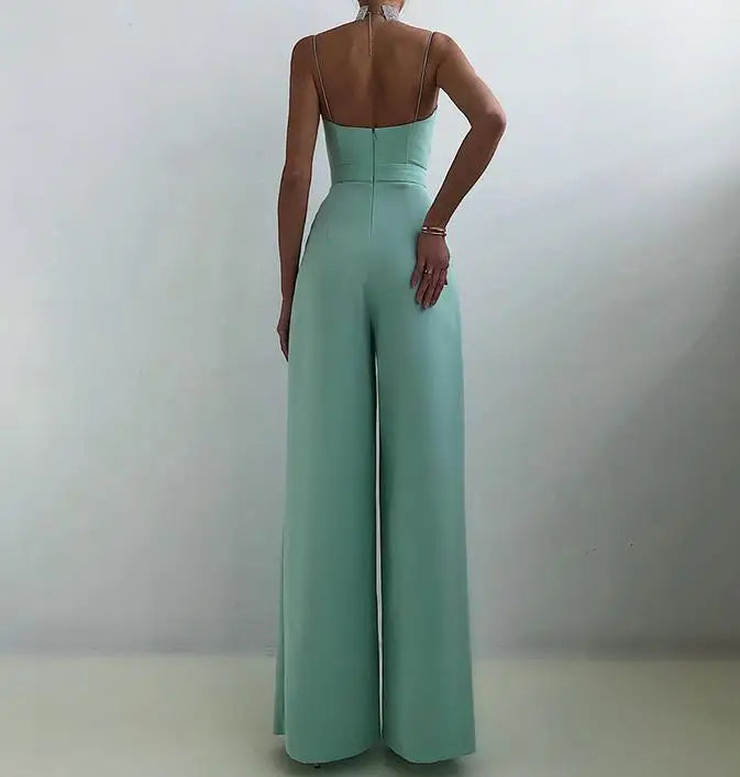 Women's Tailored Chiffon Jumpsuit with Adjustable Straps