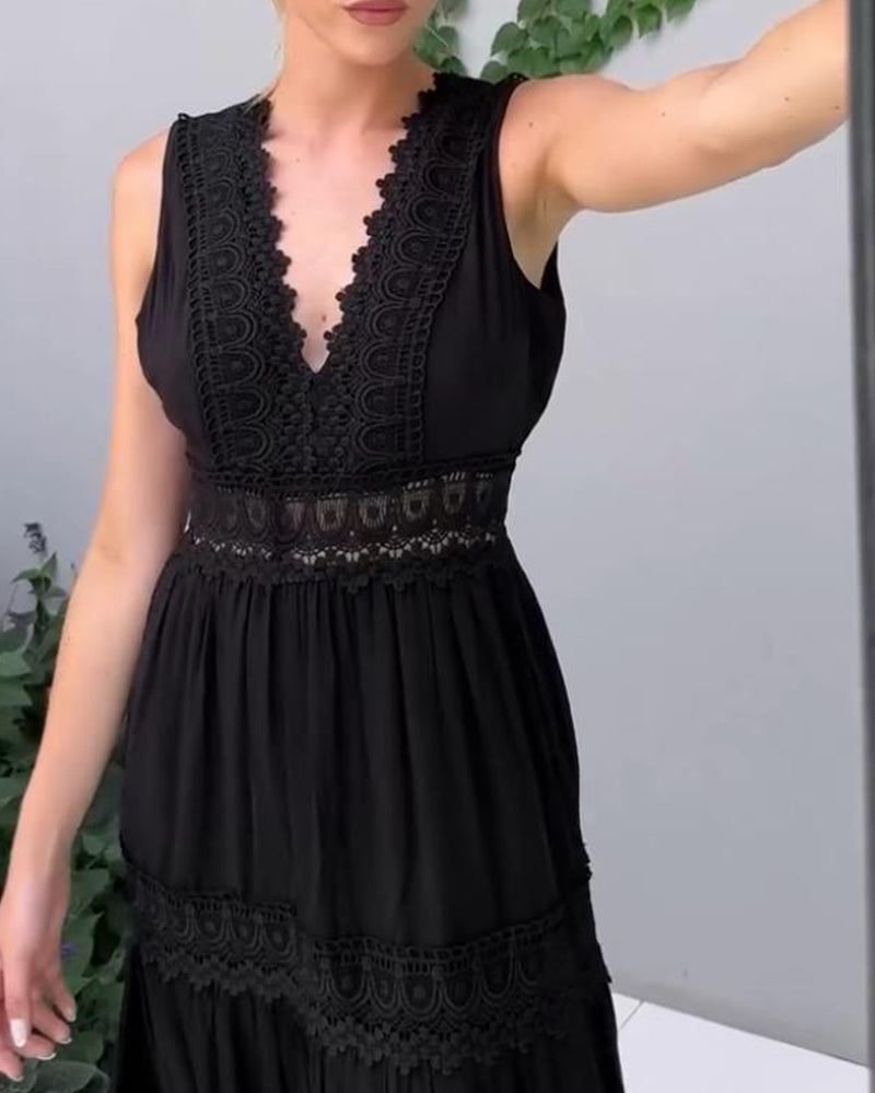 Elegant Lace V-Neck Dress – Stylish & Feminine Design
