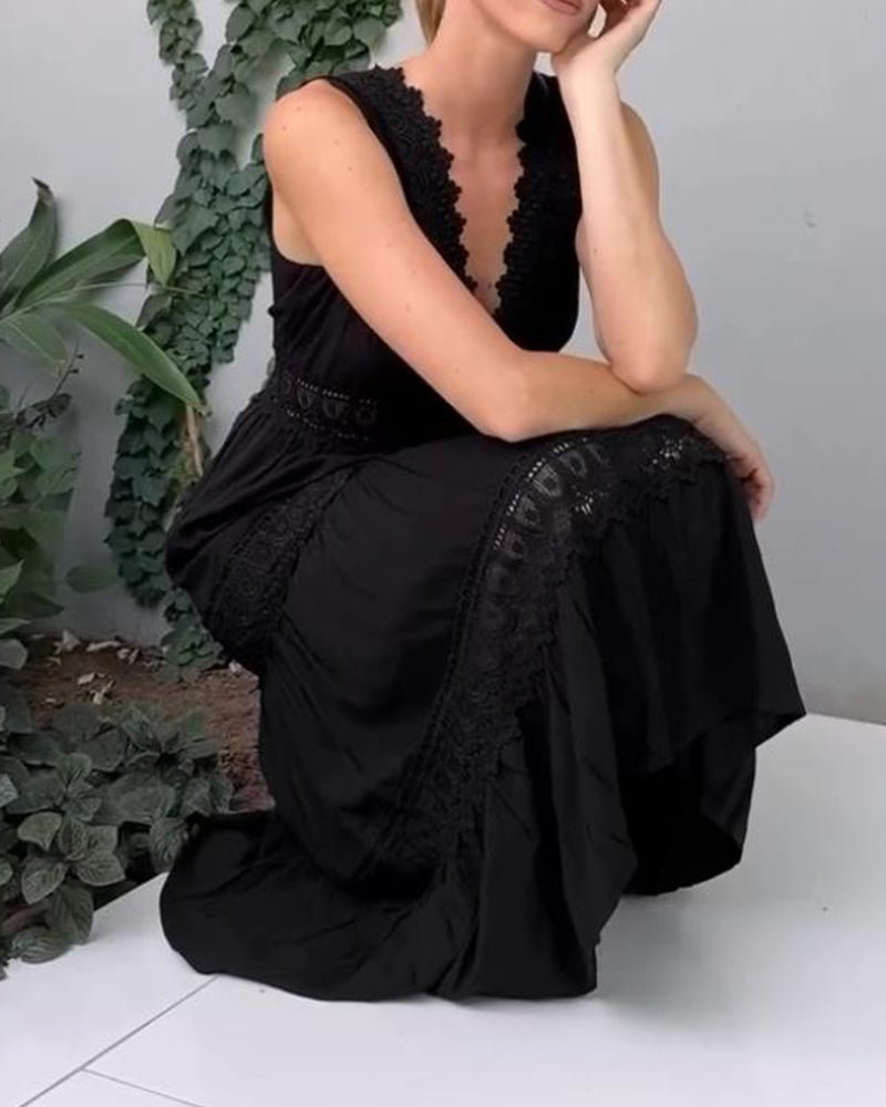 Elegant Lace V-Neck Dress – Stylish & Feminine Design
