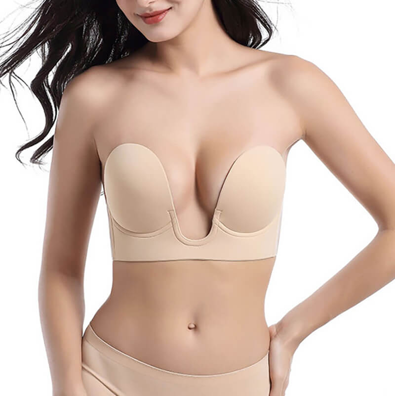 Invisible Strapless Push-Up Bra with Adhesive Support