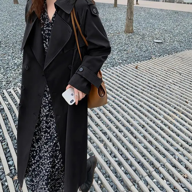 Checked Lining Long Jane Trench Coat for Stylish Layering