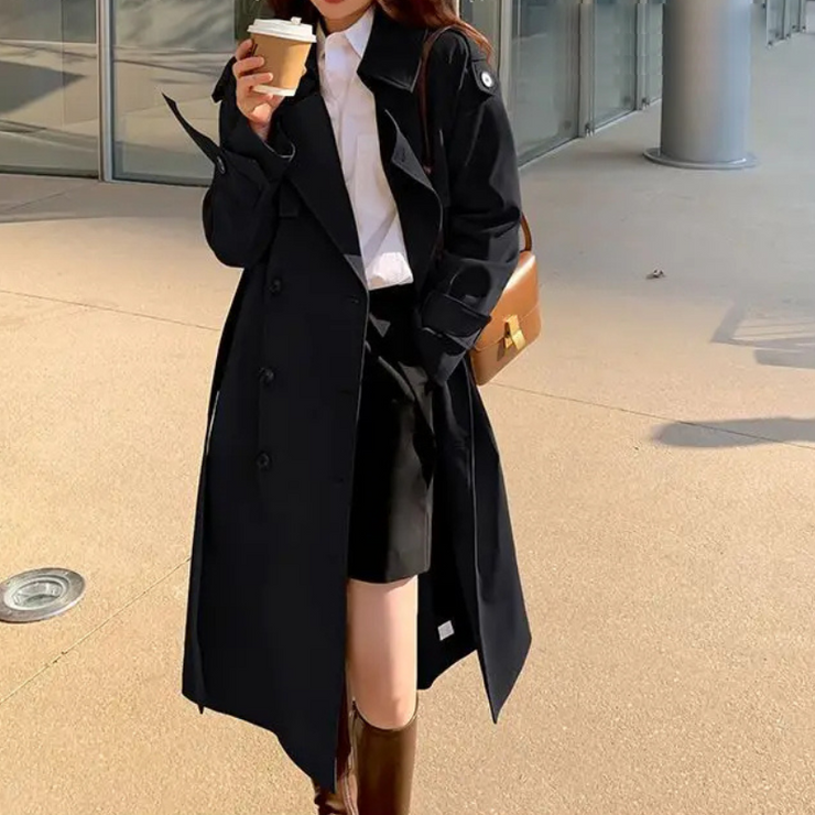 Checked Lining Long Jane Trench Coat for Stylish Layering