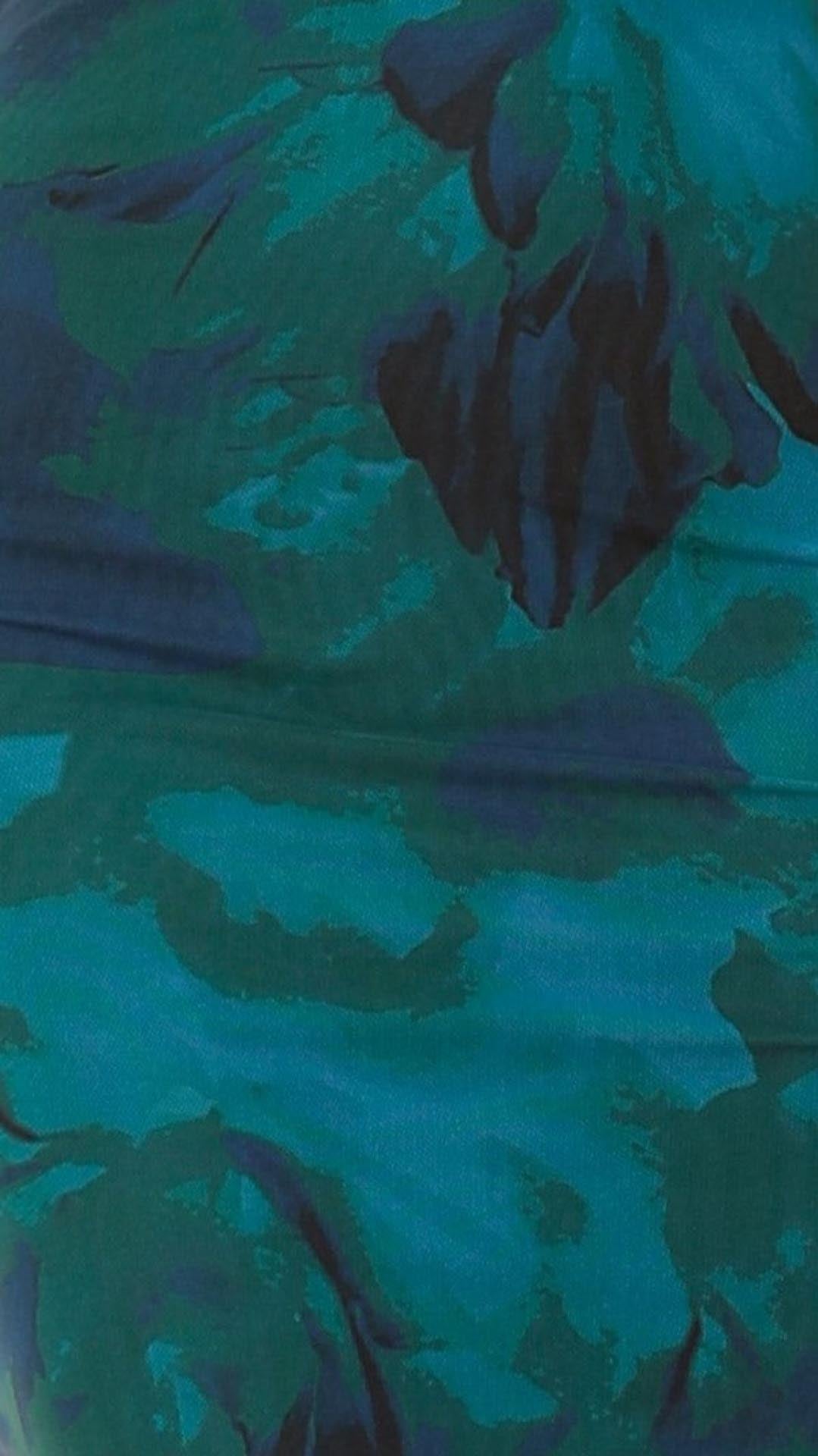 Teal Blue Floral Midi Dress with Open Back for Elegant Comfort