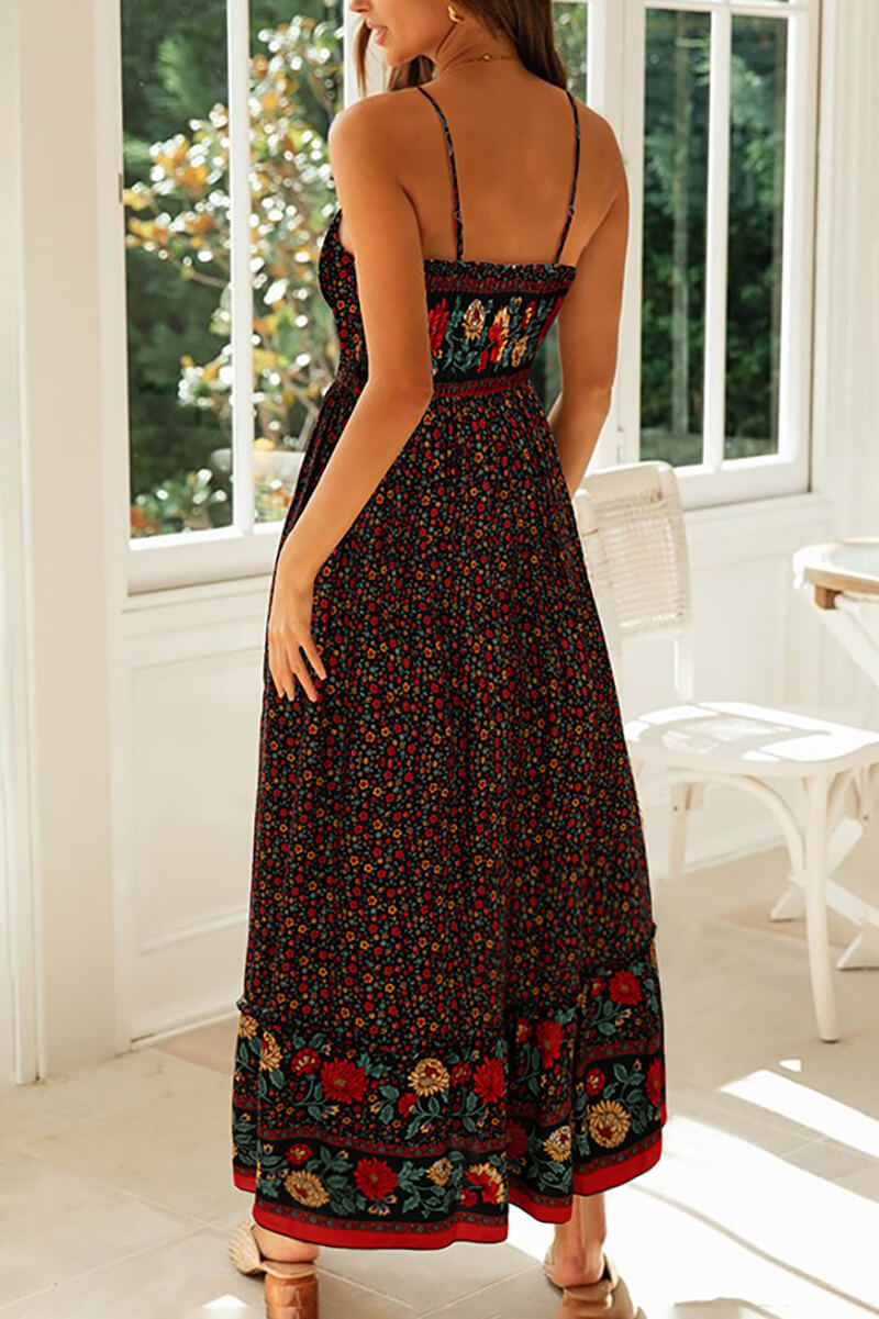 V-Neck Strappy Long Dress in Adana Style