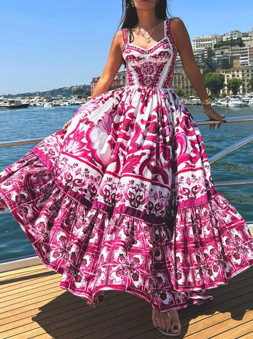Summer Fashion Runway Midi Dress with Elegant Design