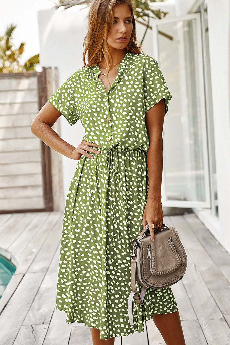 Polka Dot Midi Dress with Flattering Fit and Comfortable Fabric