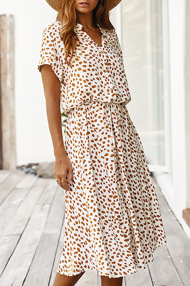 Polka Dot Midi Dress with Flattering Fit and Comfortable Fabric