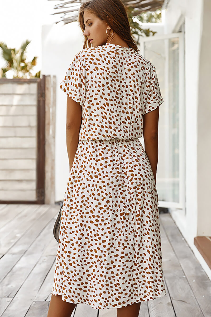 Polka Dot Midi Dress with Flattering Fit and Comfortable Fabric