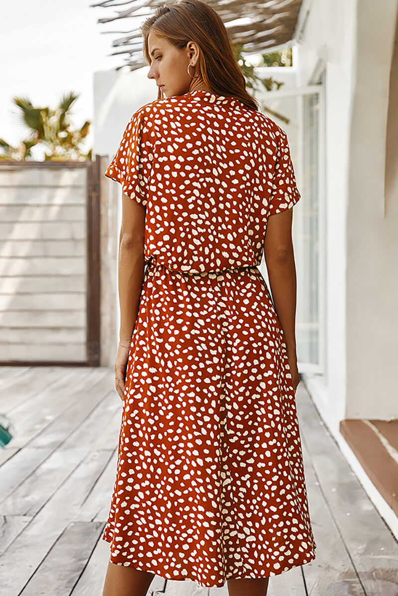 Polka Dot Midi Dress with Flattering Fit and Comfortable Fabric