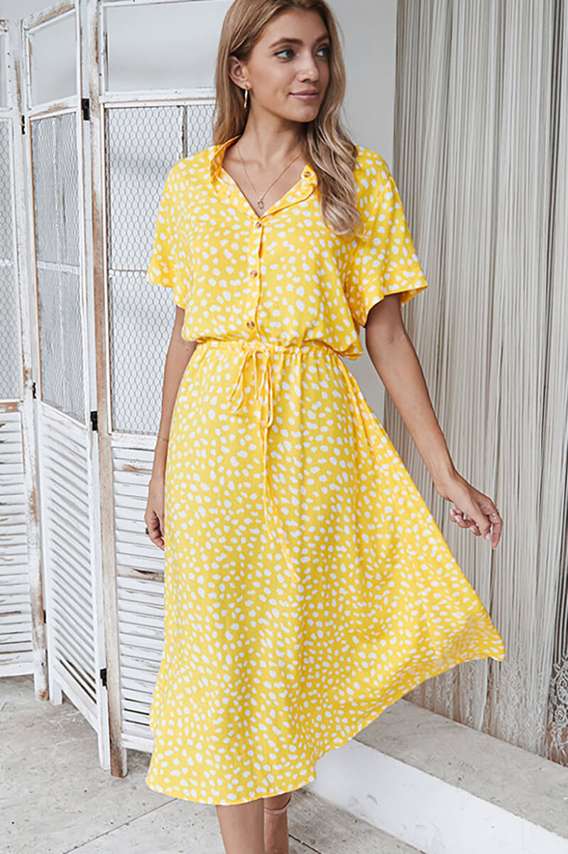 Polka Dot Midi Dress with Flattering Fit and Comfortable Fabric