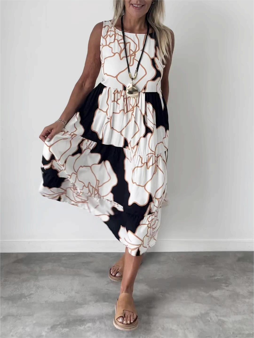 Floral Abstract A-Line Dress for Women