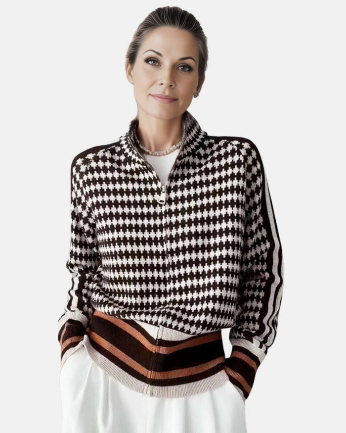 Mesh Blouse with Zip Closure and Stylish Design