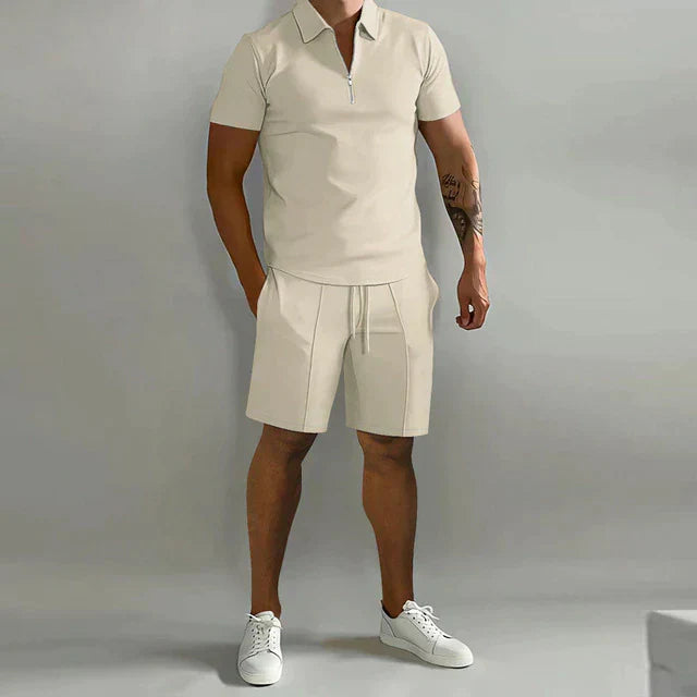 Men’s Stylish Polo Shirt & Shorts Two-Piece Set