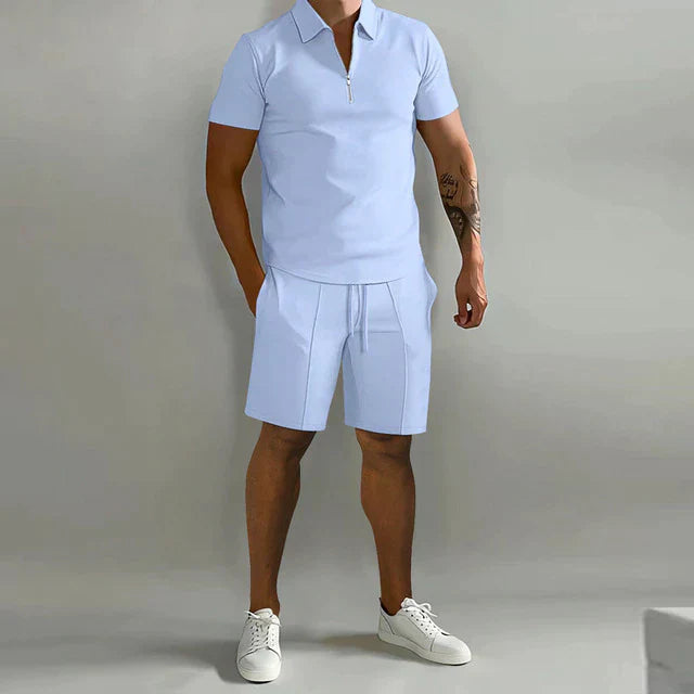 Men’s Stylish Polo Shirt & Shorts Two-Piece Set