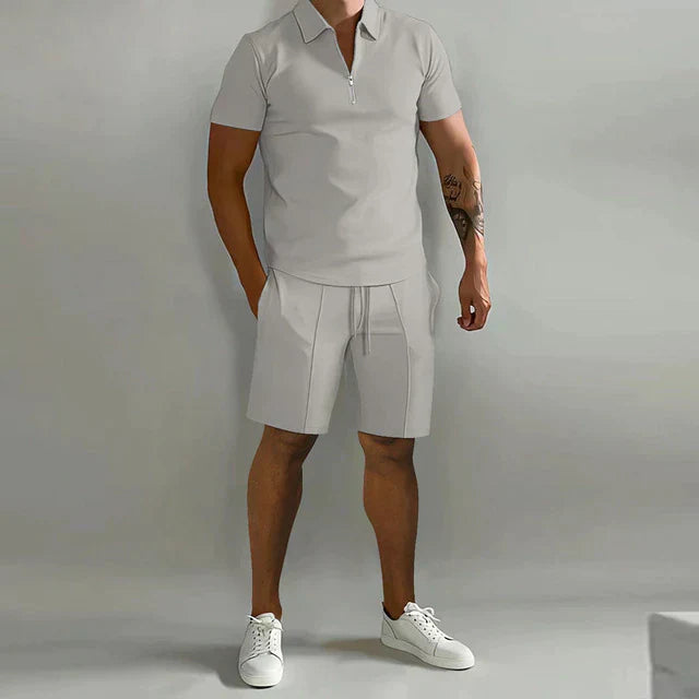 Men’s Stylish Polo Shirt & Shorts Two-Piece Set