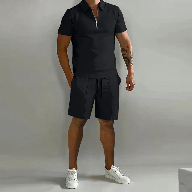 Men’s Stylish Polo Shirt & Shorts Two-Piece Set
