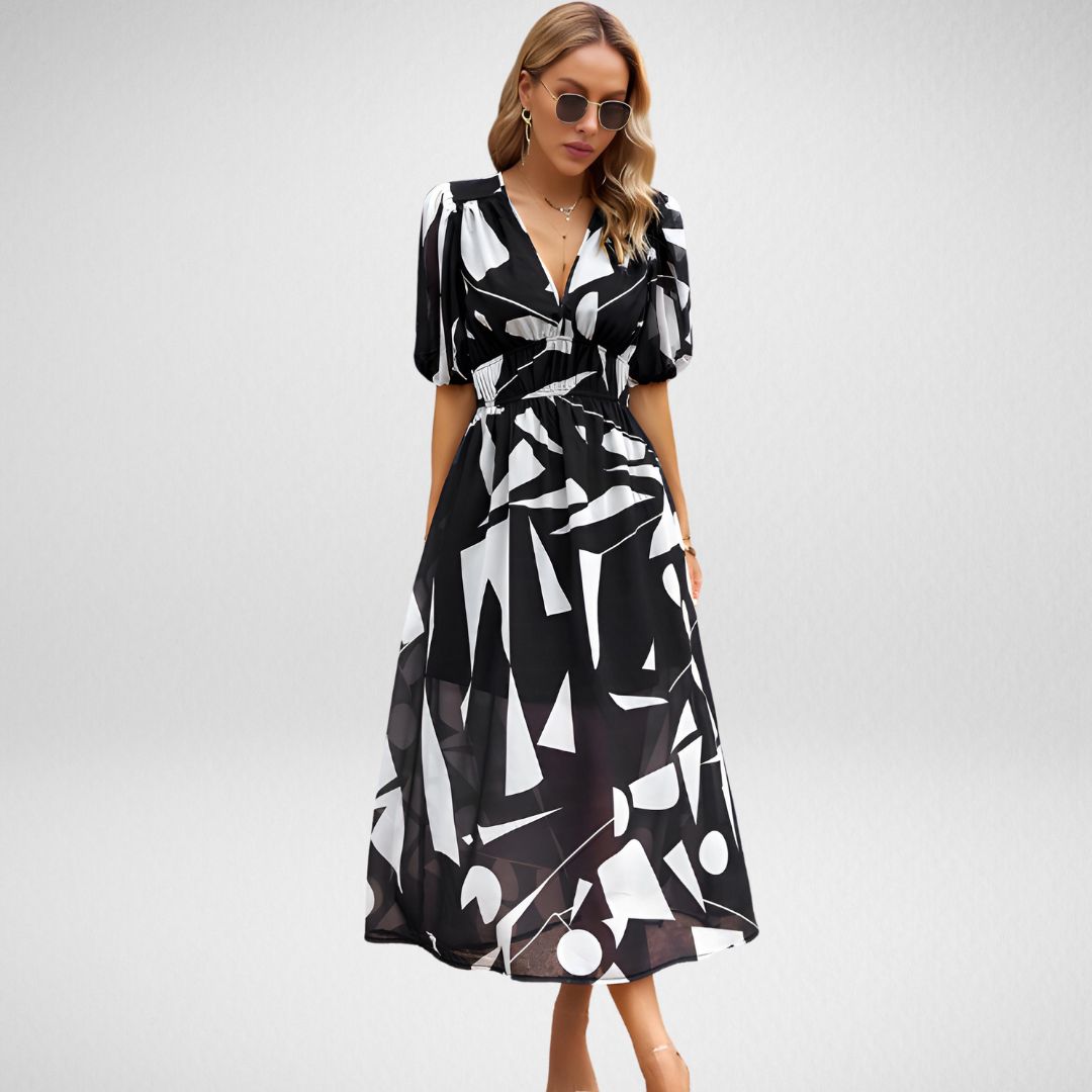 Geometric Print Midi Dress for Effortless Style and Comfort