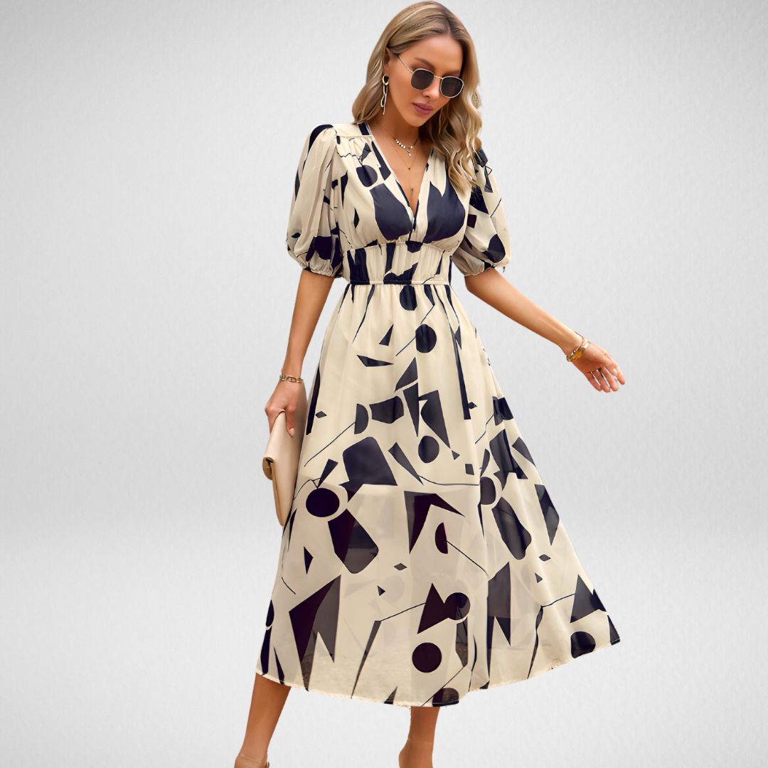 Geometric Print Midi Dress for Effortless Style and Comfort