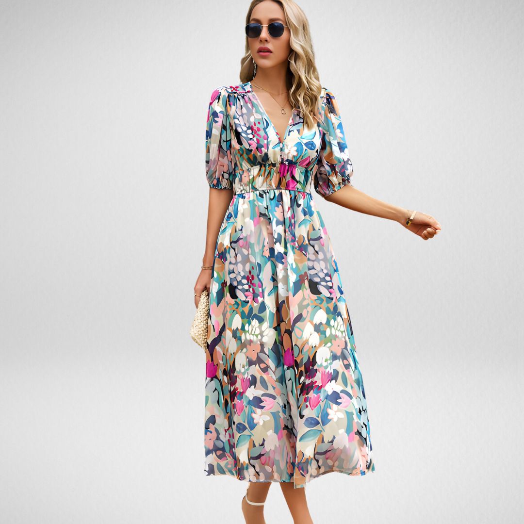 Geometric Print Midi Dress for Effortless Style and Comfort