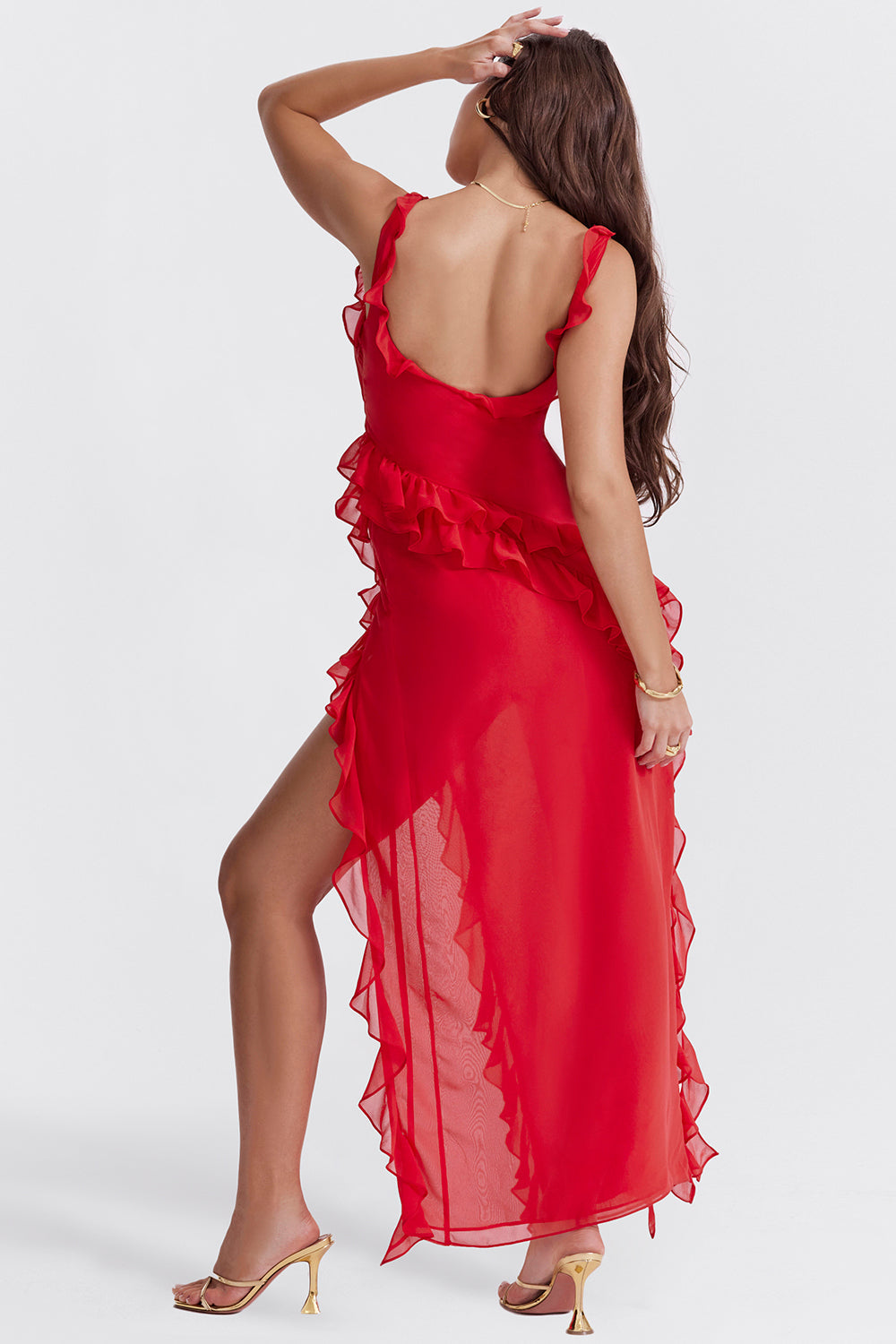 Elegant Georgia Ruffled Long Dress for Special Occasions