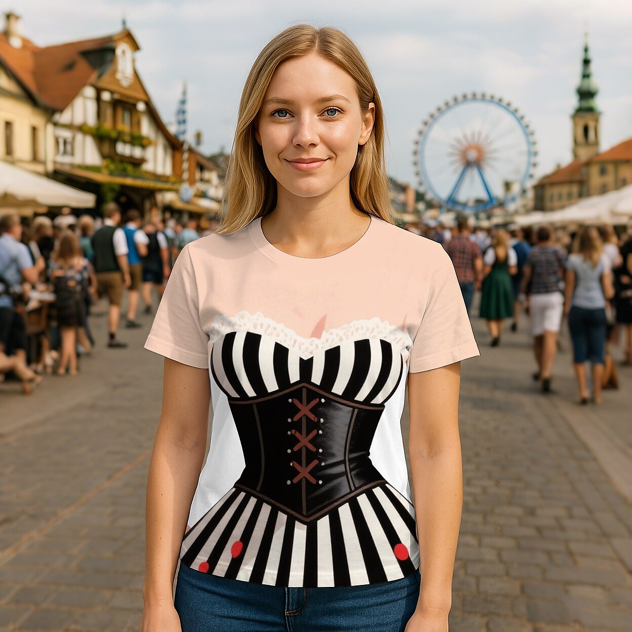 Women's Oktoberfest Dirndl Print T-shirt