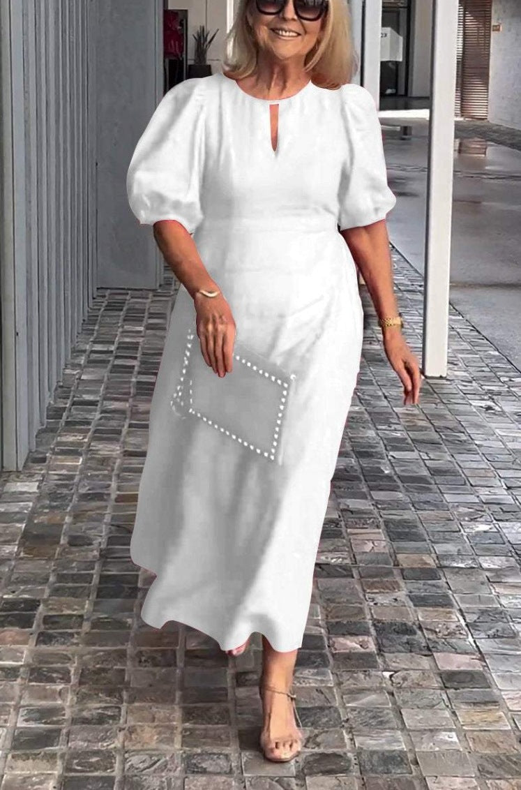 Puff Sleeve Valentina Midi Dress for Effortless Elegance