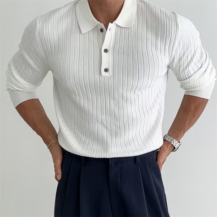 Men's Slim Fit Long Sleeve Polo Shirt