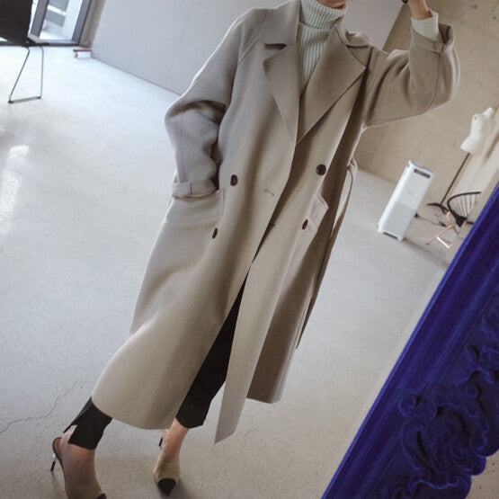 Stylish Women's Trench Coat with Belted Design and Pockets
