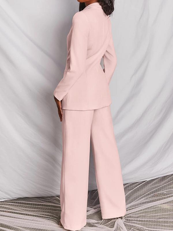 Casual Blazer and Wide Leg Trousers Set for Effortless Style