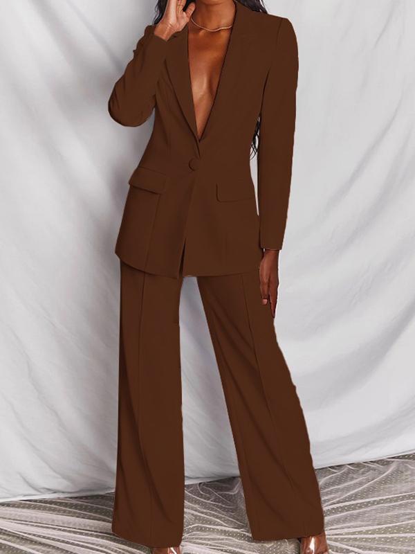 Casual Blazer and Wide Leg Trousers Set for Effortless Style