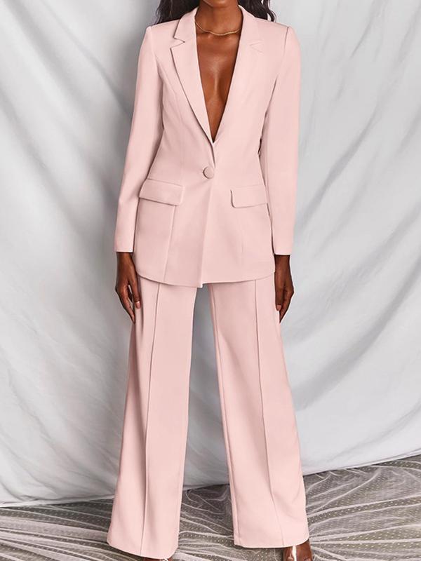 Casual Blazer and Wide Leg Trousers Set for Effortless Style