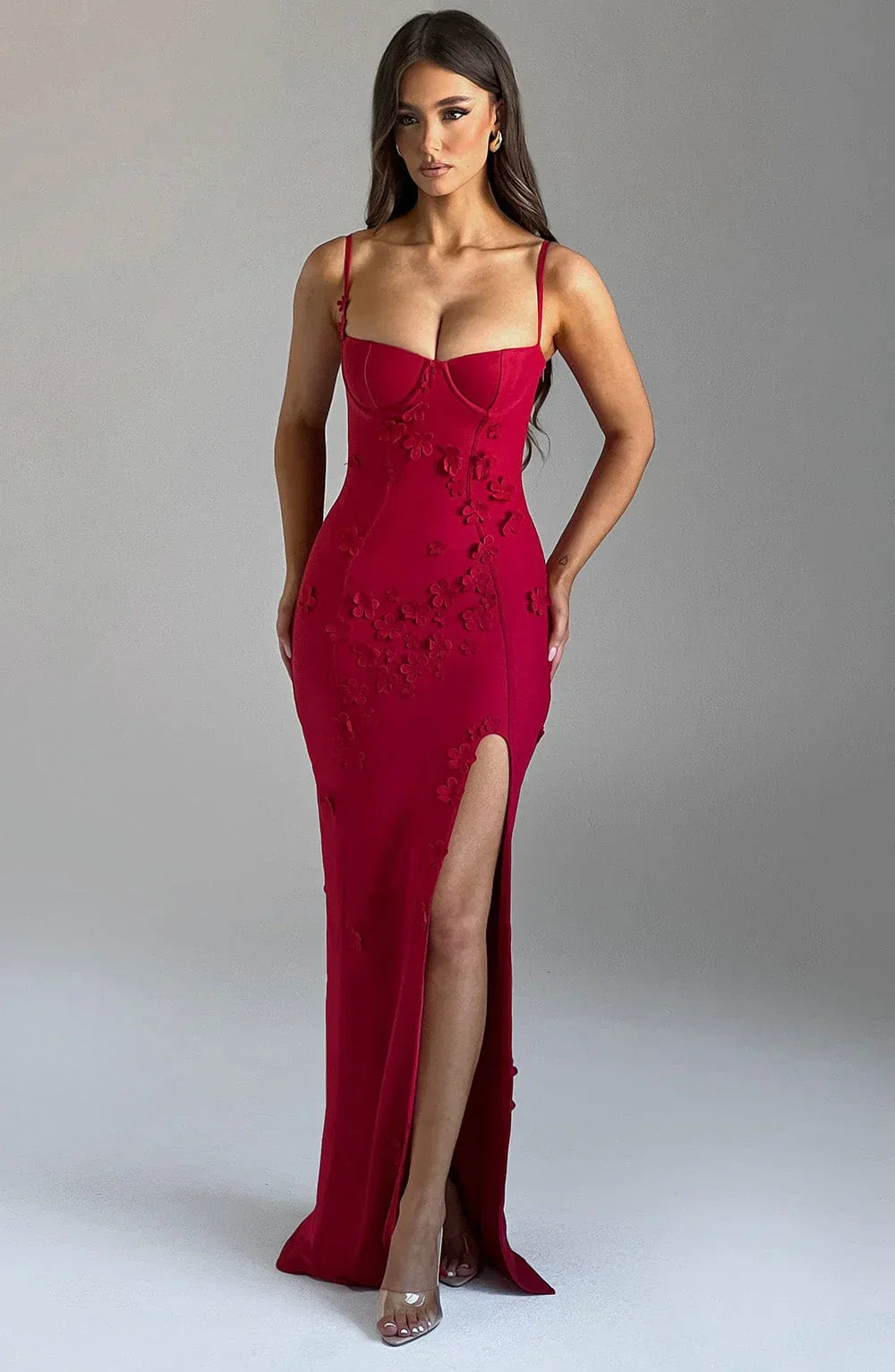 Floral Appliqué Maxi Dress for Women - Elegant and Stylish Design