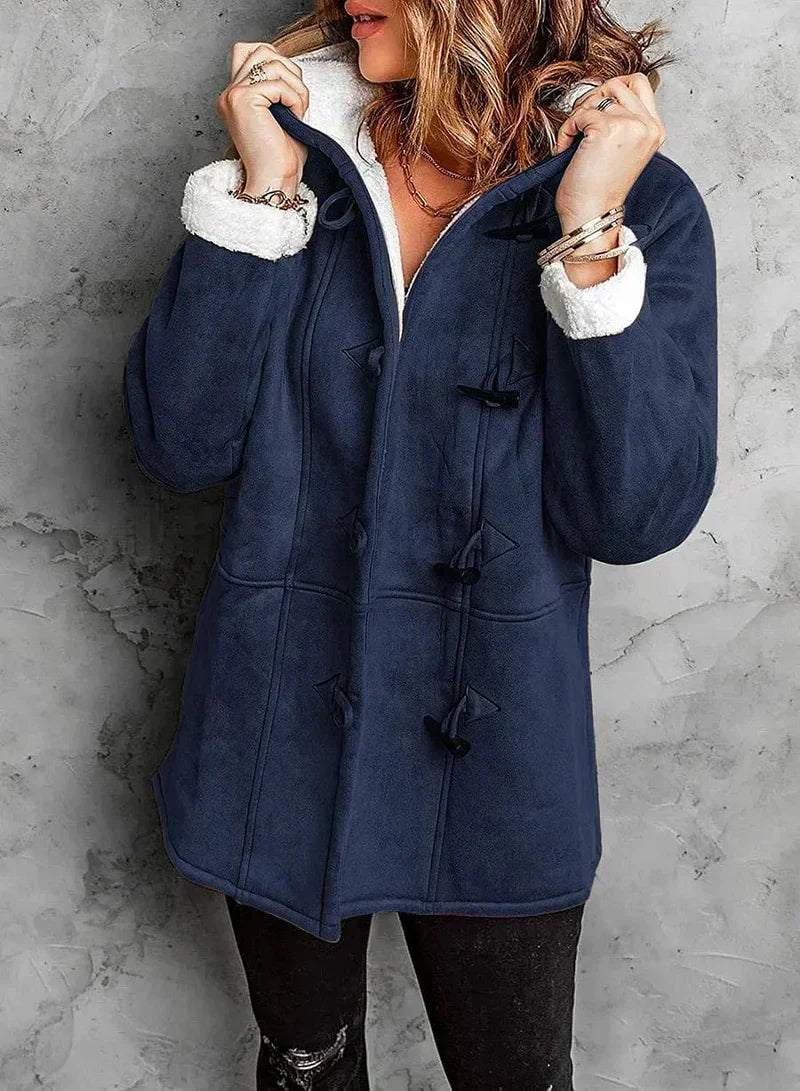 Hooded Coat in Soft Cashmere Feel Fabric