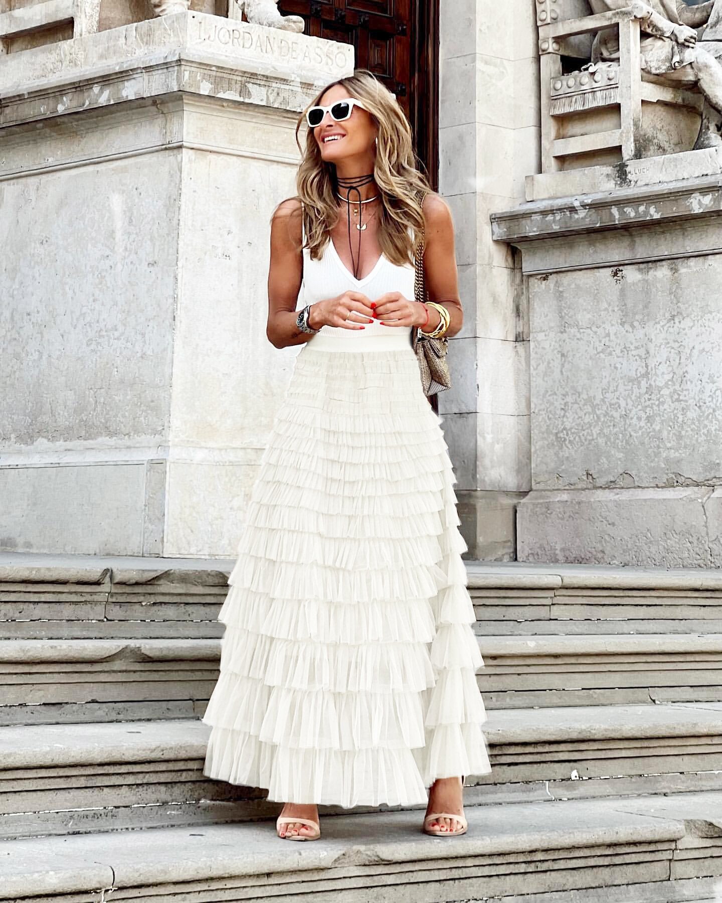 Ruffled Layered Maxi Skirt for Effortless Style and Comfort