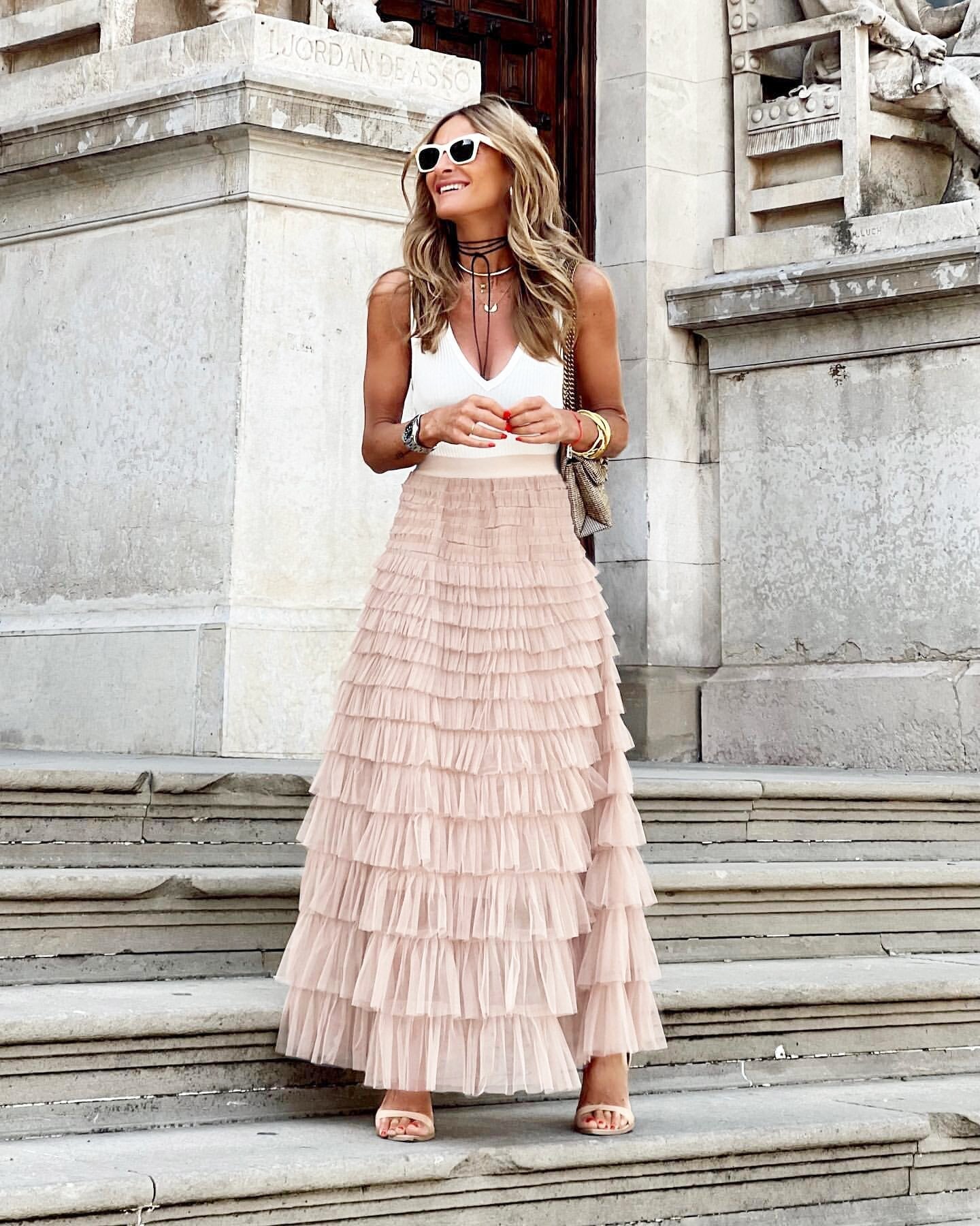 Ruffled Layered Maxi Skirt for Effortless Style and Comfort